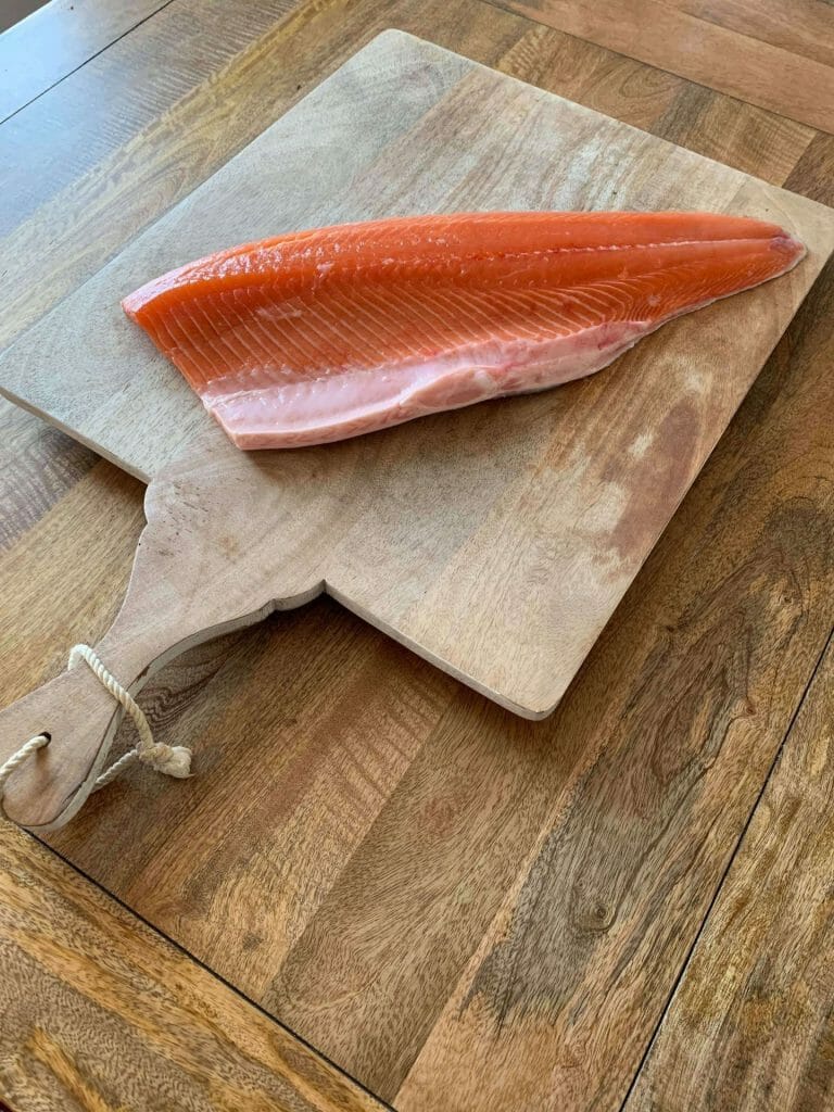 preparing the salmon to cold smoke it